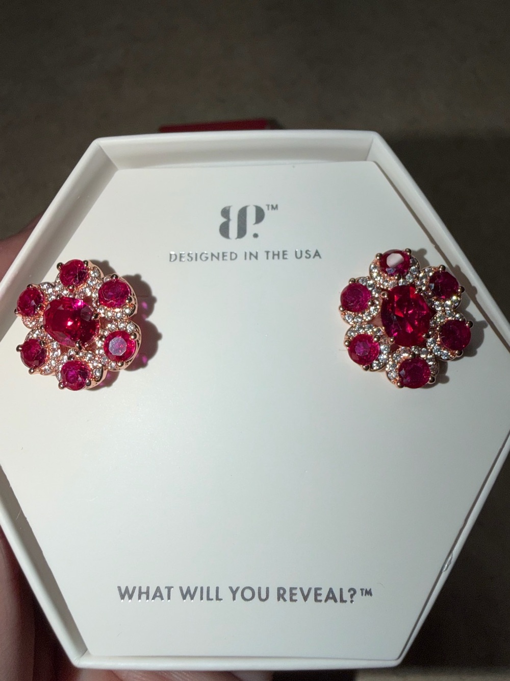 Bomb Party July Earrings-Forever In Bloom Ruby on Rose Gold ER81313 - Picture 3 of 5